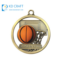 Hergestellt in China hochwertige benutzerdefinierte Metall Messing 3D-Kreis geformt aushöhlen Sport-Basketball-Medaille